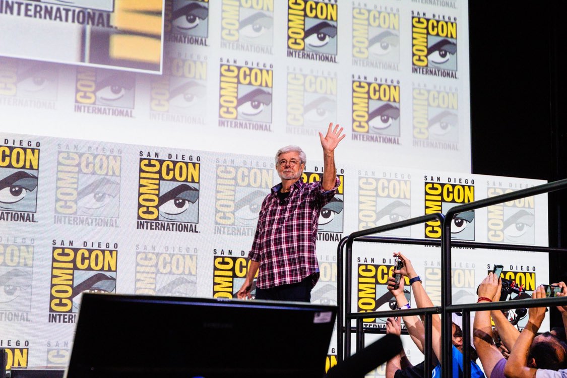 MarvelLatin's tweet image. George Lucas por primera vez en la tarima de la San Diego Cómic Con