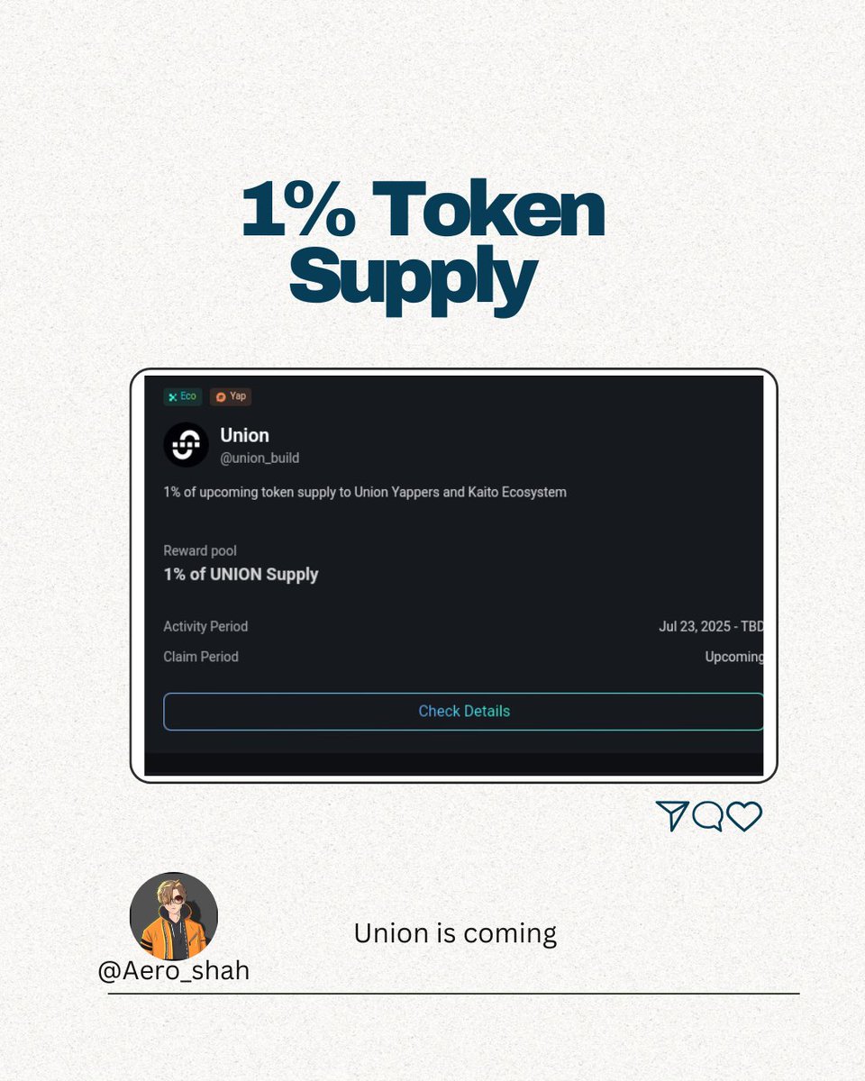 aero_shah's tweet image. zkgm 0____0 @union_build Goblins
We waited long to see this on kaito now there is no point to stop now we will keep yapping about union till the end
Out of 1% union token supply 0.75% supply for Yappers which is not small
If supply is 10B than Yappers allocation will equal…