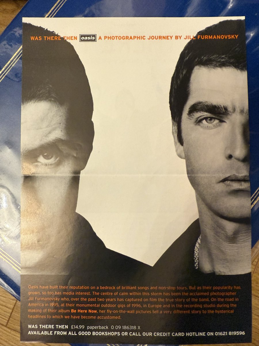BritsPieces's tweet image. Old flyer for Jill Furmanovsky’s Oasis book, Was There Then.

From memory, I think it came in the envelope with some gig tickets (when tickets came through the post!).