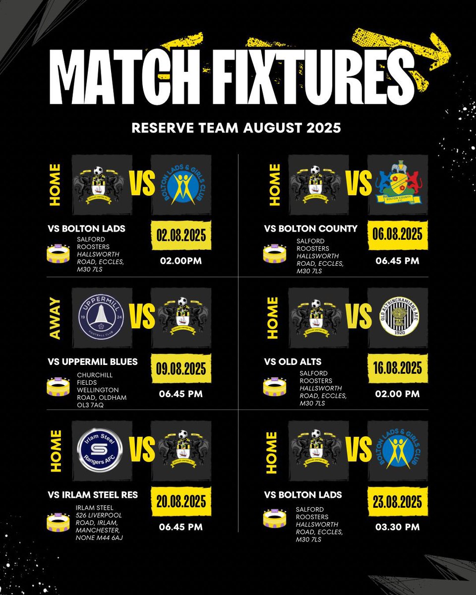 Year 5 .. Pending⏳

See our August schedule for both teams. 

1st Team are up into Division 1 and hope to start strong against some really good sides. 

Our Reserves are still in division 4, hoping to build on the cup final last year with a strong league campaign. 

#UTE🎗️