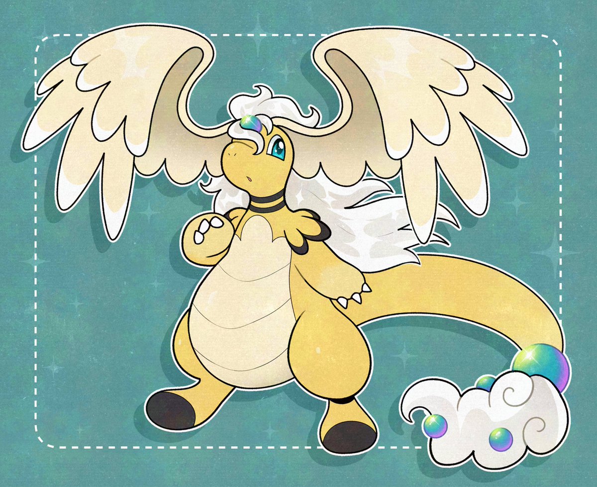 Amberlea_draws's tweet image. Mega Dragonite/Mega Ampharos fusion!