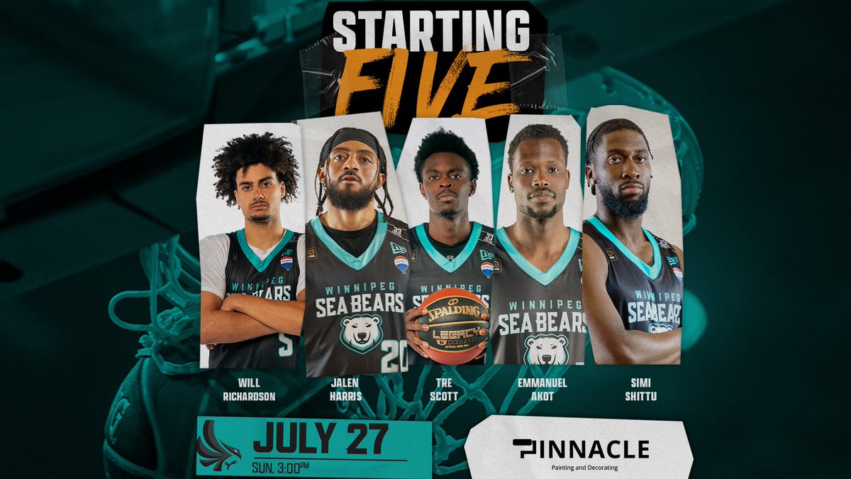 wpgseabears's tweet image. Your starting five in Calgary ✋
Presented by Pinnacle Painting and Decorating