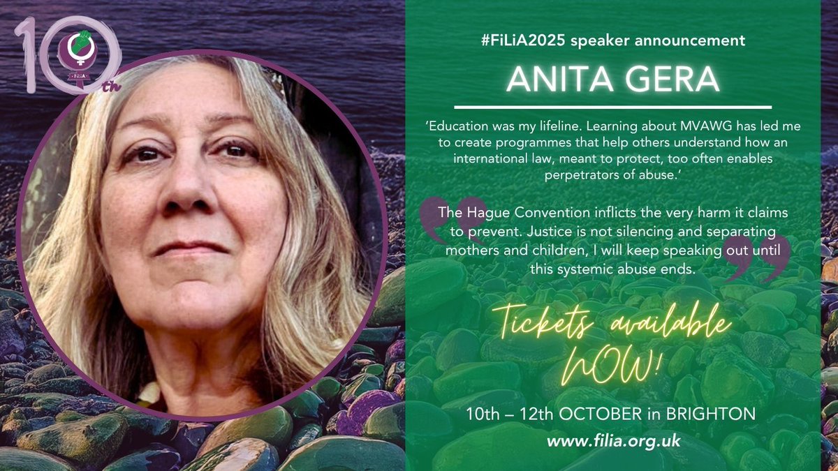 FiLiA_charity's tweet photo. 💥#FiLiA2025 speaker news💥

ANITA GERA @AnitaSGera Hague mum who works to raise awareness of the Convention to ensure that fewer children are affected by this trauma will be at #FiLiA @FiLiAHagueMums @HagueExplained

🎟️ https://t.co/WotaCliHTj

#Brighton #Sisterhood #Solidarity https://t.co/MUZW8OnYCk