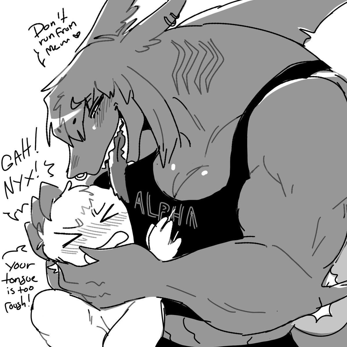 cclownteeth's tweet image. aggressively affectionate shark husband