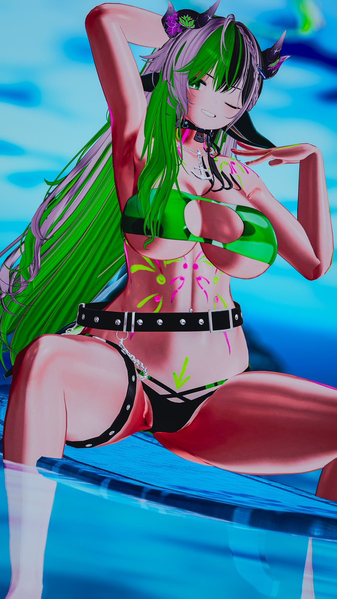 SaltyParagonVR's tweet image. Hit the waves with this shork~ 💚💜🦈
