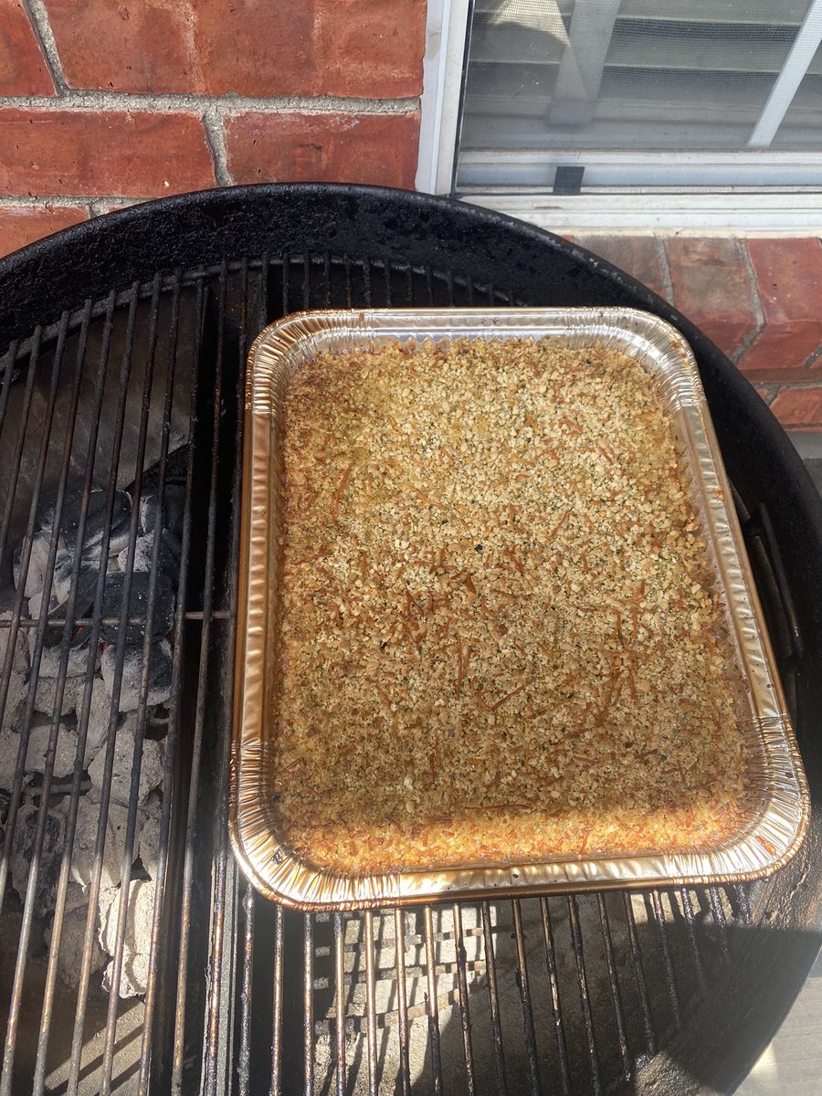 It’s been awhile but there is some Mac N Cheese under there. Pork shoulder is resting. Go Rangers. Hottest team in baseball.