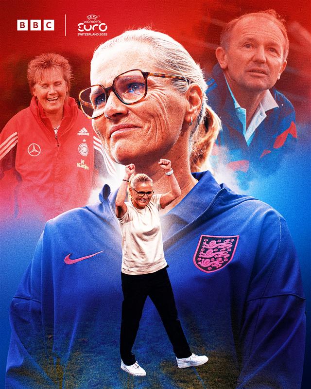 Sarina Wiegman has become the third manager to win three consecutive women's Euros titles after Germany duo Gero Bisanz (1989, 1991, 1995) and Tina Theune (1997, 2001, 2005) ⭐️⭐️⭐️

#WEuro2025 #BBCFootball