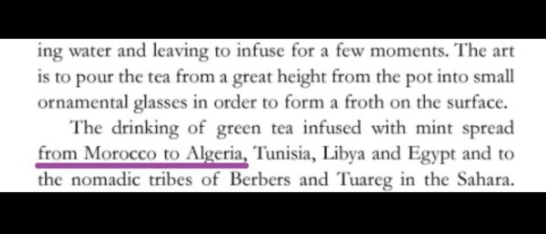Mourabyt's tweet image. Le thé à la menthe est une boisson née au Maroc 🇲🇦 créé par les marocains, qui en découvrant les feuilles de thé, l'associent à la boisson qu'ils buvaient traditionnellement.
Il est inacceptable de voir les algériens se l'approprier.
Le thé à la menthe algerien 🇩🇿 n'existe pas!