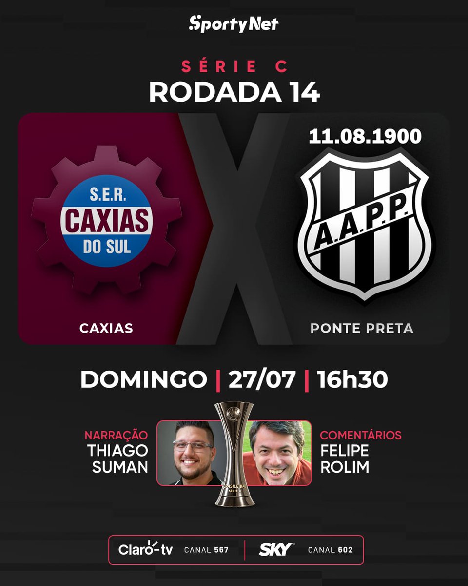thiago_suman's tweet image. DUELO QUE VALE A LIDERANÇA DA SÉRIE C
O Caxias é líder com a melhor campanha de mandante. A Ponte é vice-líder e melhor visitante e 1 ponto separa os dois!
🏟️ Centenário
🌧️ Chuva forte
🎙️ Estarei na narração
💬 nos comentários @feliperolim
📺 @sportynetbrasil e @dazn_bra