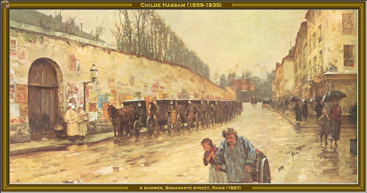 Childe Hassam-A Shower-Bonaparte Street #artbots <a href="/hassam/">hassam</a>