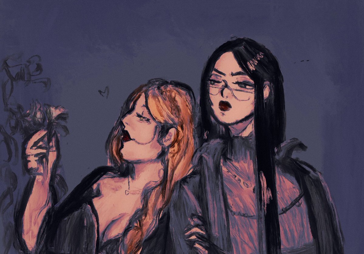 doodled my ocs to prove to myself i remember how to still draw things other than madhel…. idony and vera save me (they will not) (idony would) (vera is a hater)