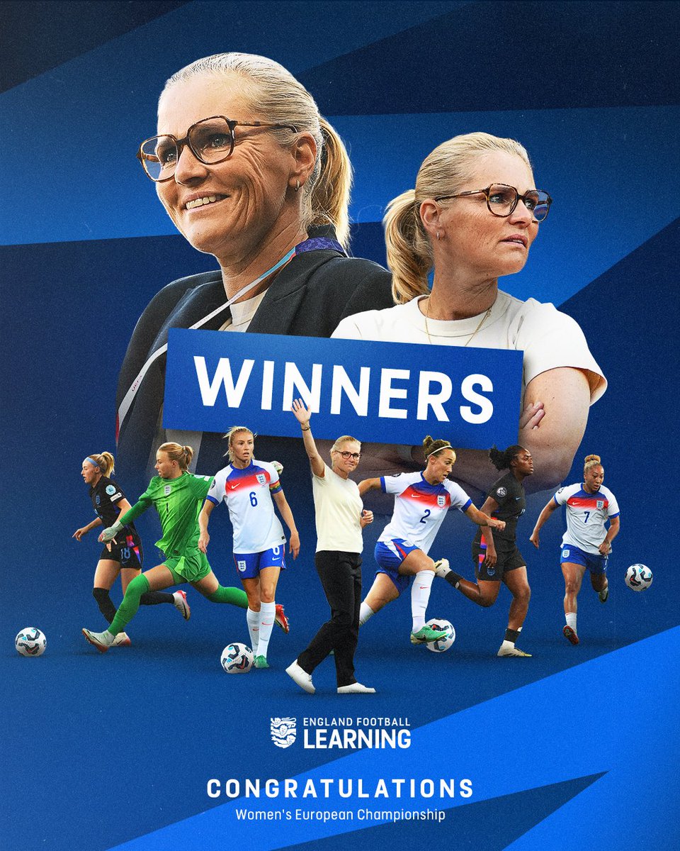 Back-to-back European champions 🏆

Congratulations to Sarina Wiegman and her staff on guiding the <a href="/Lionesses/">Lionesses</a> to another European crown. 
 
What a tournament, what a team! 🙌