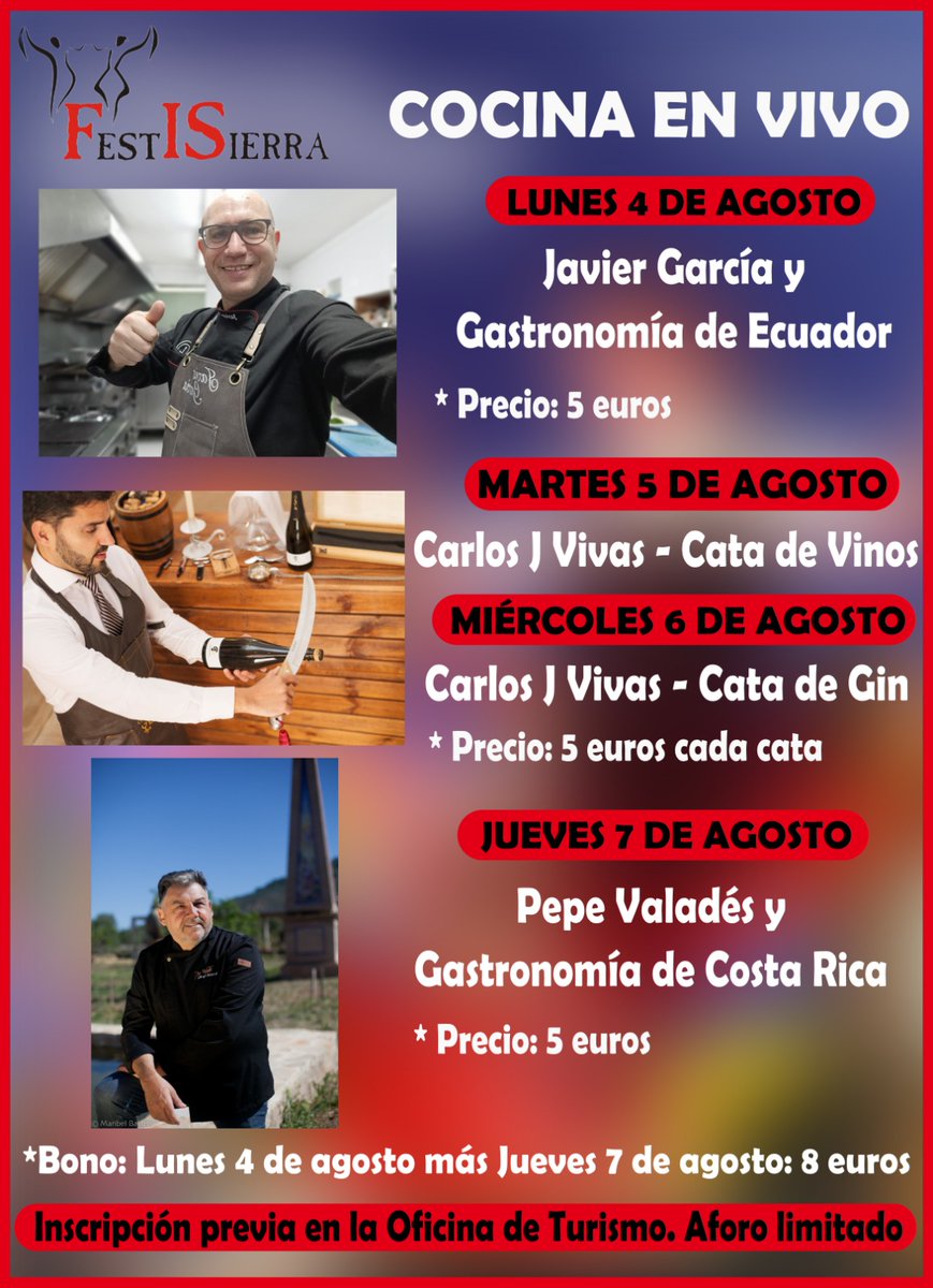 Ya puedes adquirir las entradas del apartado gastronómico del Festival Internacional de la Sierra en la Oficina de Turismo.