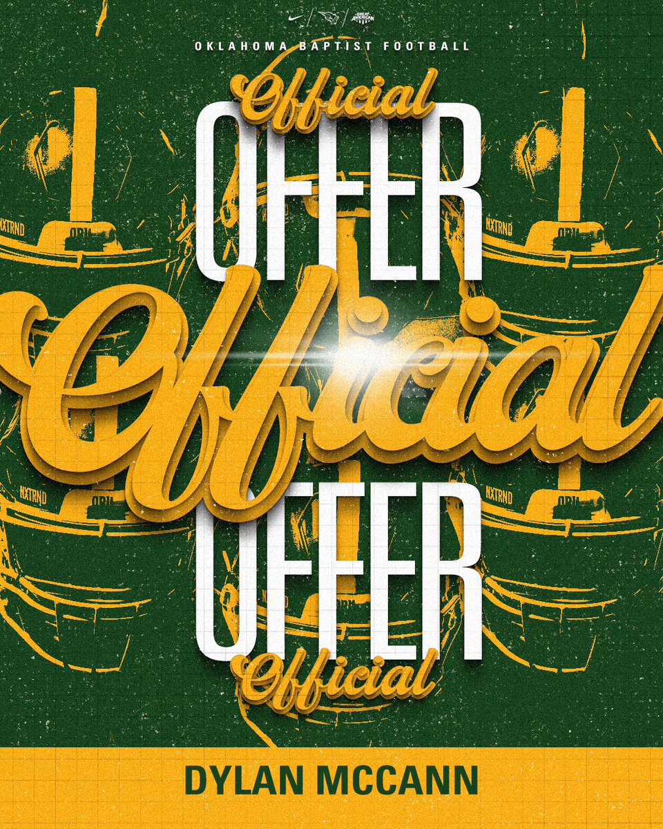 dylan mccann (@dylan_mccann03) on Twitter photo After a great conversation with <a href="/CoachTOdom/">Coach Odom</a> I am blessed to receive an offer from Oklahoma Baptist University!! #AGTG <a href="/OBU_Football/">OBU Football</a> <a href="/HeathHawksFb/">Heath Hawks Football</a> <a href="/coachrodneywebb/">Rodney Webb</a> <a href="/_CoachC/">Coach Contreras</a> <a href="/CoachScarter/">Shannon Carter</a> <a href="/RISDAthletics/">Rockwall ISD Sports Marketing</a> <a href="/TXRecruits/">Texas Recruits</a> After a great conversation with <a href="/CoachTOdom/">Coach Odom</a> I am blessed to receive an offer from Oklahoma Baptist University!! #AGTG <a href="/OBU_Football/">OBU Football</a> <a href="/HeathHawksFb/">Heath Hawks Football</a> <a href="/coachrodneywebb/">Rodney Webb</a> <a href="/_CoachC/">Coach Contreras</a> <a href="/CoachScarter/">Shannon Carter</a> <a href="/RISDAthletics/">Rockwall ISD Sports Marketing</a> <a href="/TXRecruits/">Texas Recruits</a>