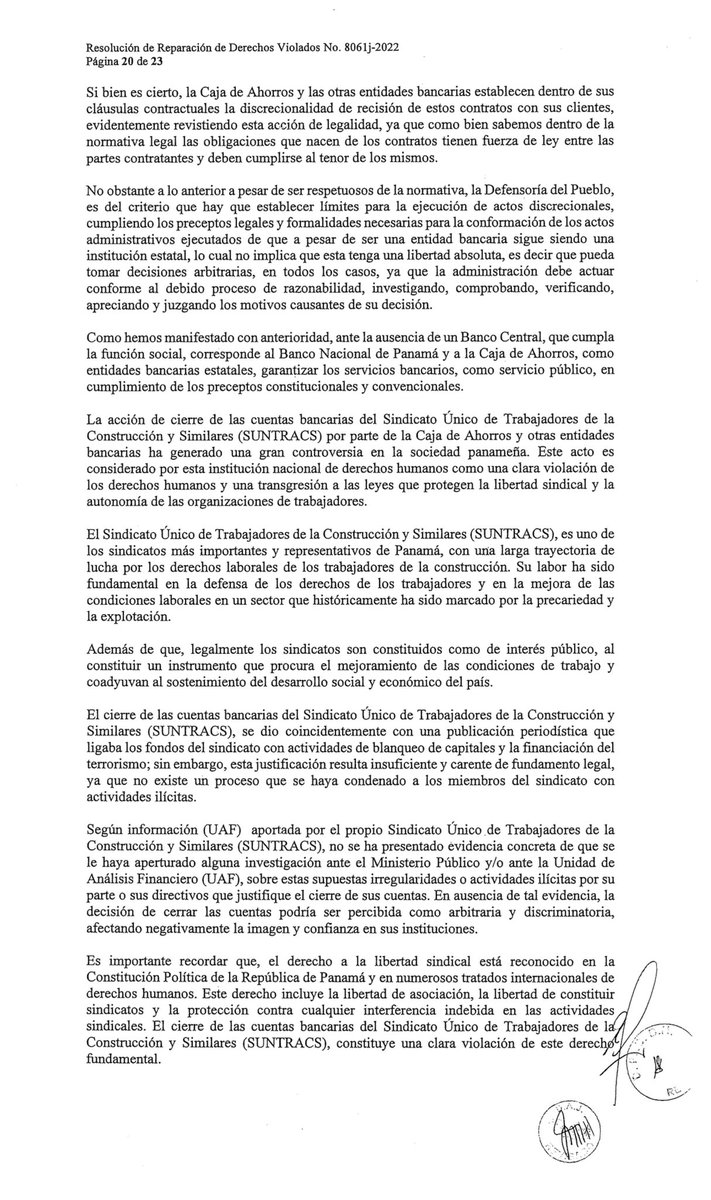 De dónde viene la retaliación?
Por que sabemos, que hay justicia selectiva?
Para septiembre, Mediante Oficio No. 8061i-2023 de 4 de junio de 2024, se le solicitó a la UAF informe si existía existe o no una investigación formal o algún reporte de actividad sospechosa  del SUNTRACS