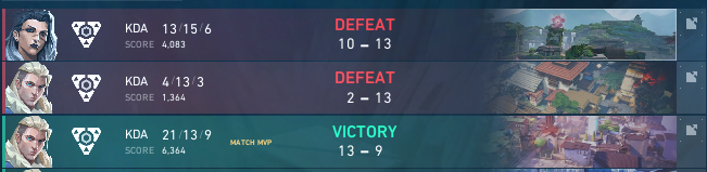 1:2 against <a href="/enterprise_esp/">ENTERPRISE ESPORTS</a> in <a href="/valleague_ne/">Samsung Odyssey Challengers NORTH//EAST</a> 
Tomorrow all or nothing against <a href="/FormulationGG/">Formulation Gaming</a>