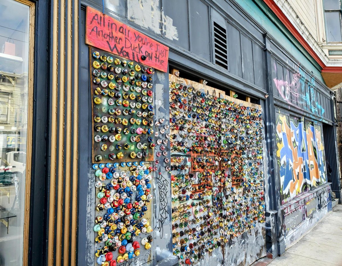 puf's tweet image. 🦆 Found another duck on the wall
On Divisadero, just south of Oak in SF, there's a wall full of rubber duckies and a sign:
> All in all, you're just another duck on the wall
Silly? Yes. Fun? Definitely! Go see it:
📍 maps.app.goo.gl/jkbKs65npfyCuR…
📸 More: puf.io/socials/2025-0…