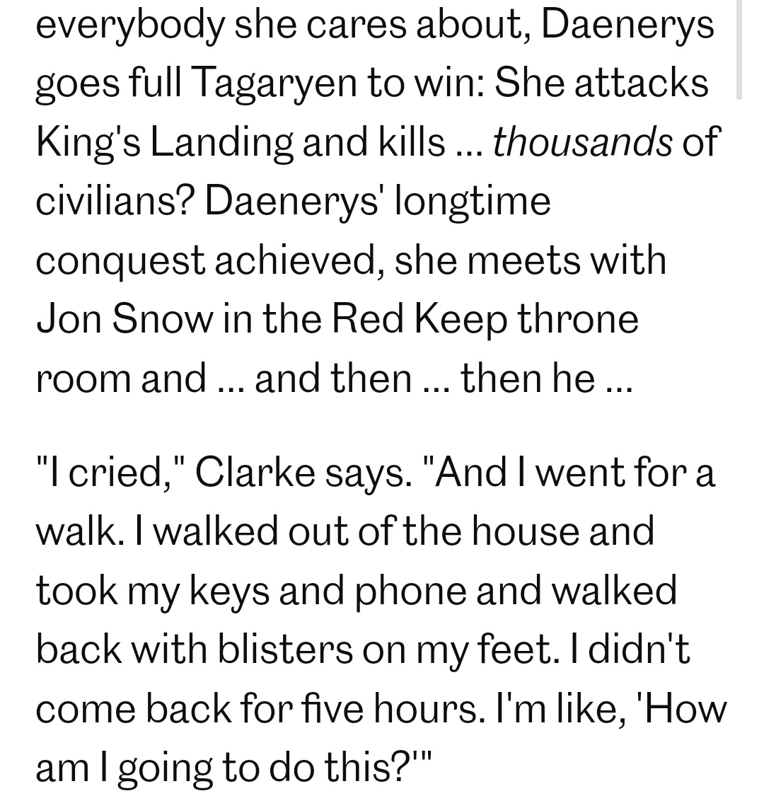 conleth hill (varys) said it was a botched ending. charles dance (tywin) said he'd sign a petition to have the season remade. emilia was just done.  it was really that insane