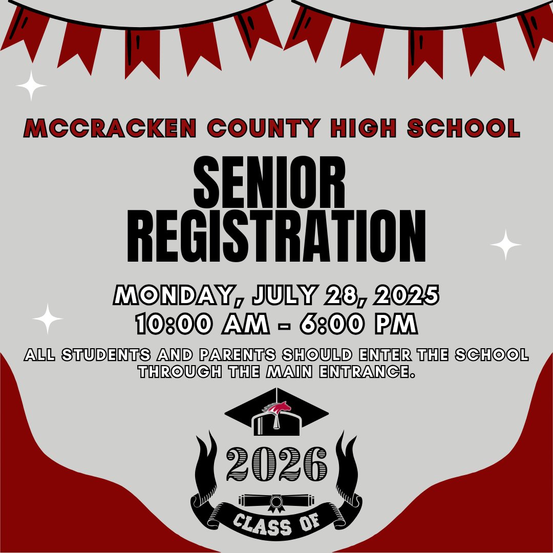 🎓 Senior Class of 2026 – It’s your time! 🎓
In-person registration is TOMORROW from 10 AM – 6 PM!

✅ Enter through the main entrance.
✅ Make sure online registration is completed beforehand.