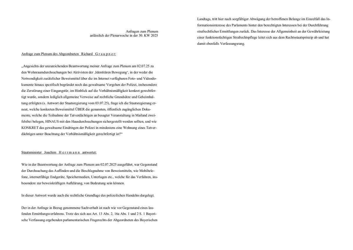 RichardGraupner's tweet image. Hausdurchsuchungen und die Beschlagnahme mobiler Endgeräte wegen Bagatelldelikten sind i. d. R. unverhältnismäßig. Der Verdacht, dass überzogene Maßnahmen nur zur Einschüchterung und Schikane durchgeführt werden, wird durch solche Antworten nicht ausgeräumt. Im Gegenteil.