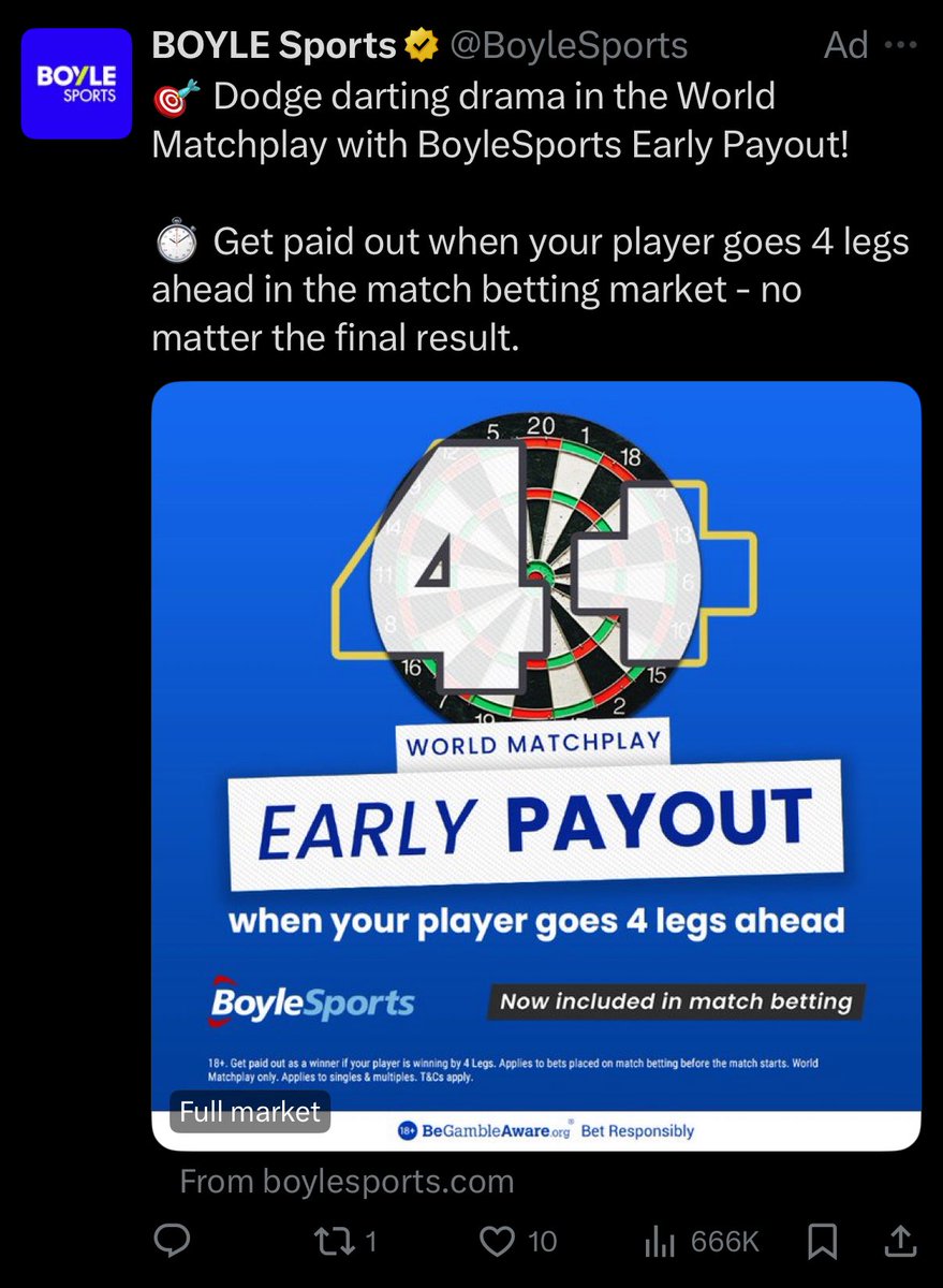 TheGobFather180's tweet image. Some offer this from Boyles earlier.
Would have paid out already on a Wade win 😂
Could even chuck it on Luke at better odds in-play 👀
