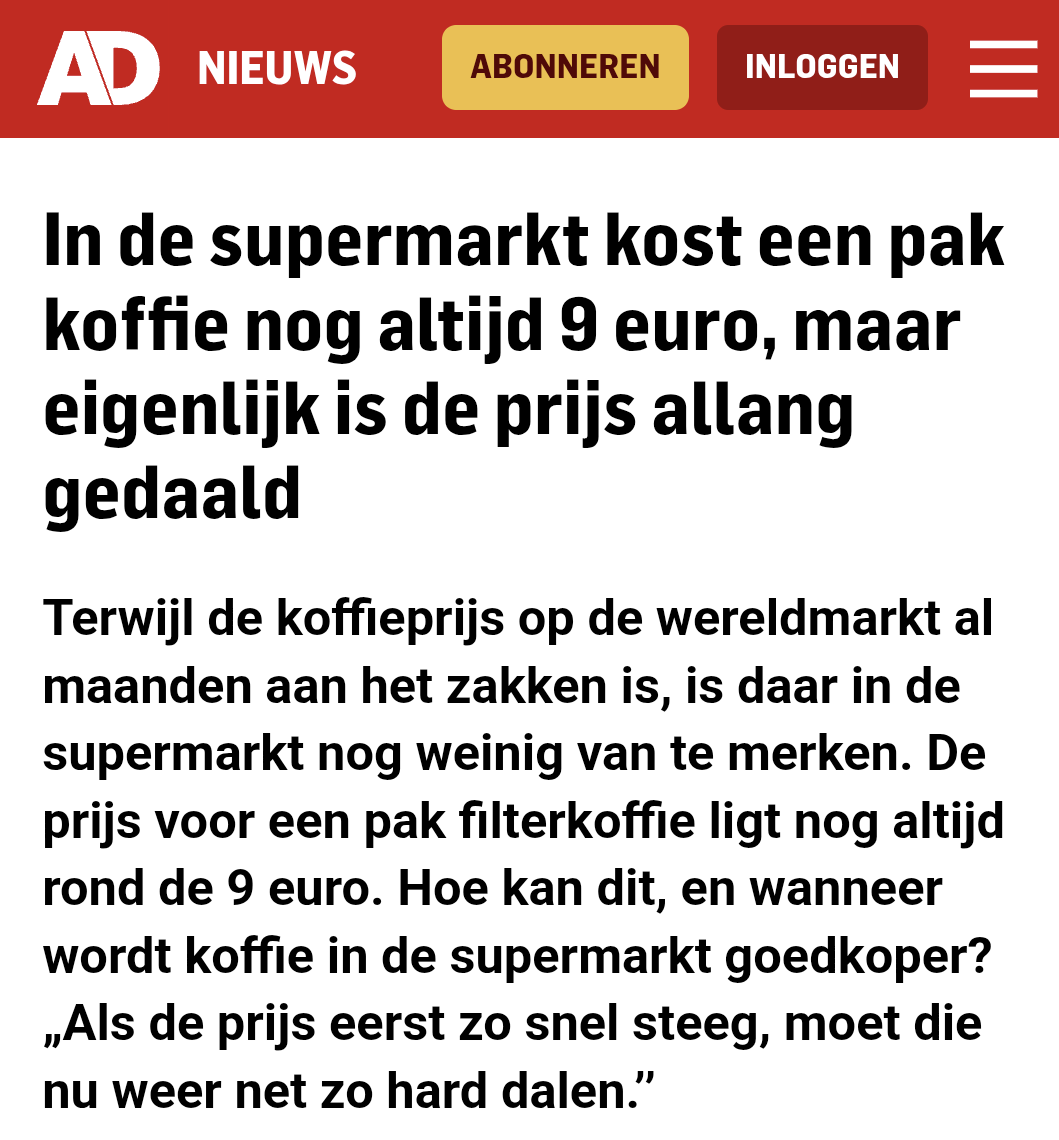 We worden gewoon belazerd in de supermarkt. 
En niet alleen met de koffie! 
Maar met alles..