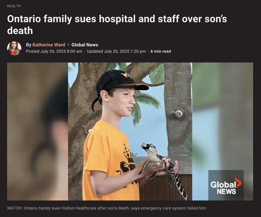 The tragic case of Finlay van der Werken needs to be brought to the highest level of Ontario decision making. ERs must be able to see patients in a timely manner and have the necessary resources. - 1/10 By <a href="/KWardTV/">Katherine Ward</a> <a href="/SylviaJonesMPP/">Sylvia Jones</a> <a href="/OntariosDoctors/">Ontario Medical Association</a> <a href="/CAEP_Docs/">CAEP</a> <a href="/CMA_Docs/">Canadian Medical Association</a> <a href="/fordnation/">Doug Ford</a>