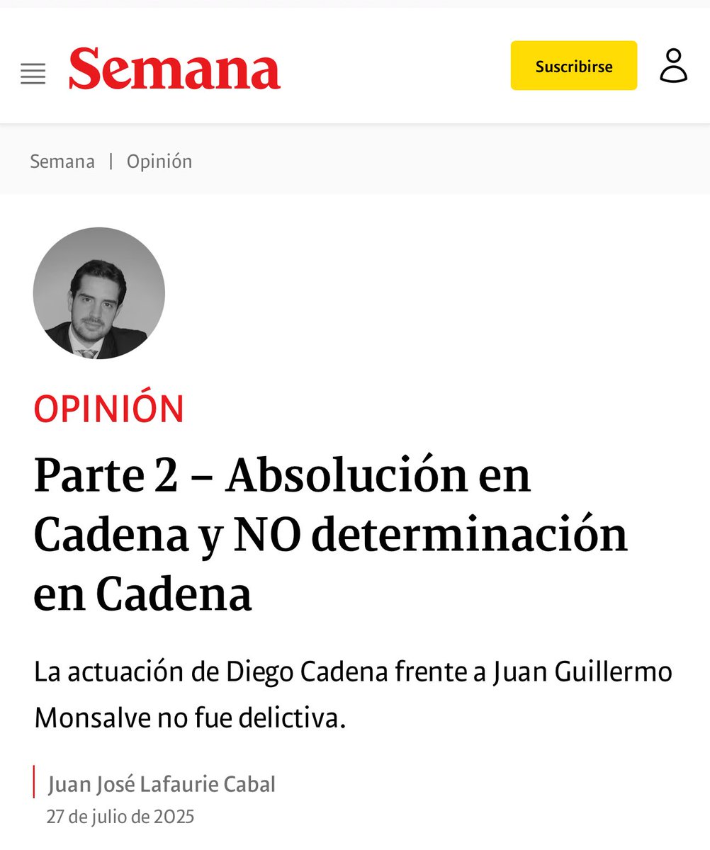 MariaFdaCabal's tweet image. 📄 Absolución en Cadena y no determinación en Cadena - Pt.2

semana.com/opinion/articu…