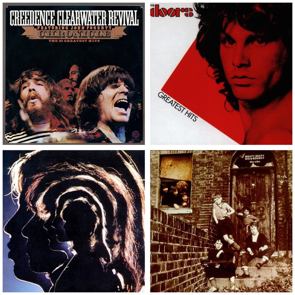 Sebyy71's tweet image. Which of these greatest hits albums do you prefer? (Part 2)
馃憠 CCR - Chronicle
馃憠 The Doors - Greatest Hits
馃憠 The Rolling Stones - Hot Rocks
馃憠 The Who - Meaty Beaty Big And Bouncy