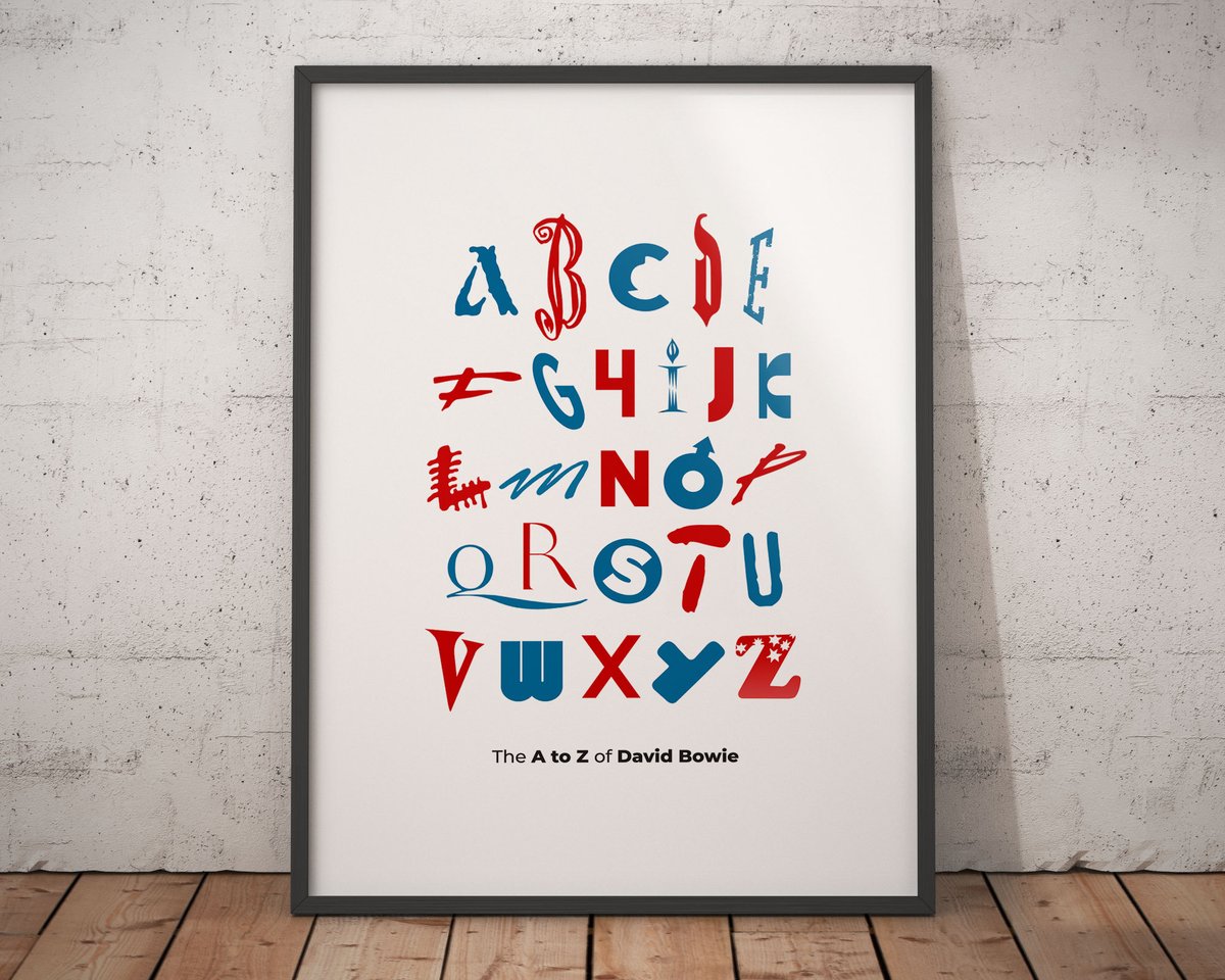 commonpeopleart's tweet image. THE A-Z OF DAVID BOWIE - Typographic art print
Available in sizes A4-A2
Buy now at etsy.com/uk/listing/432…
#DavidBowie #Bowie #Typography #Logos #Music #Alphabet #Illustration #WallArt #Poster #Gift #Print