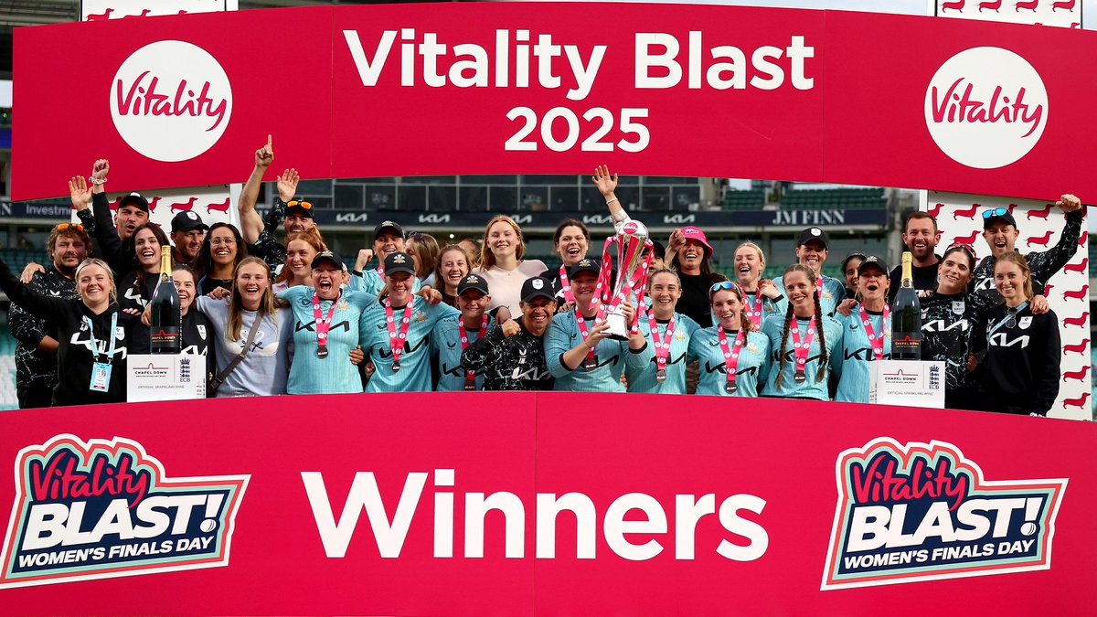 PCA's tweet image. They were the team to beat all tournament & delivered when it mattered most in the final 🏆
Huge congratulations to the first Women's @VitalityBlast winners, @surreycricket 🍾
#Blast25