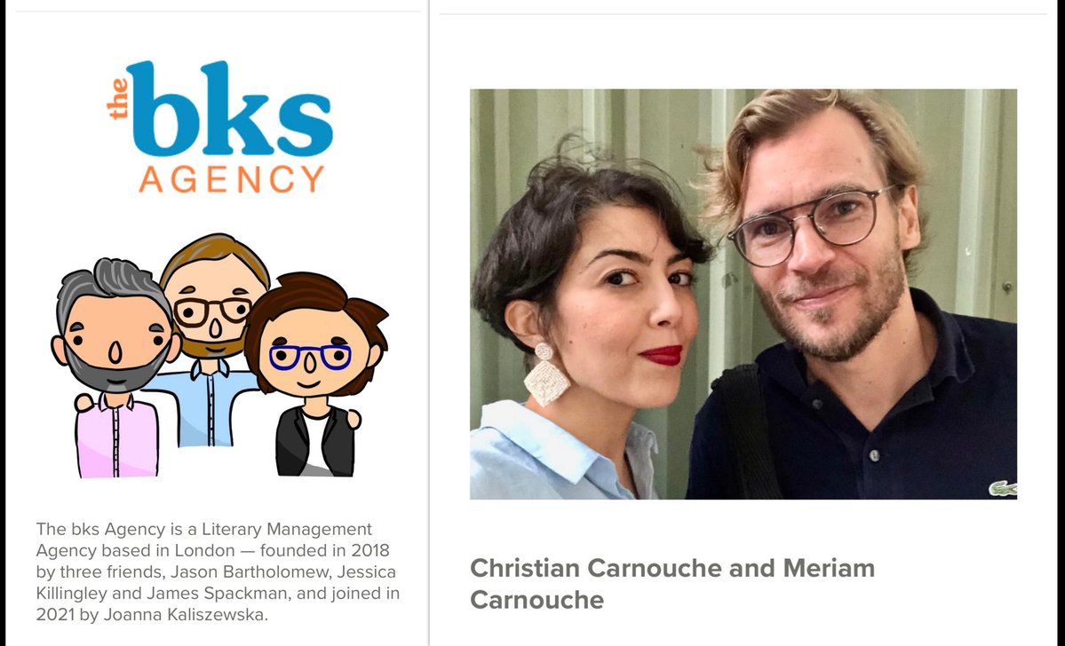 carnouchec's tweet image. Finally, we can announce that Meriam & I are now represented by James Spackman at the BKS Agency in London! We’re excited to be working with James, and we’ll be sharing details about our new project in the coming days :)
thebksagency.com/carnouches