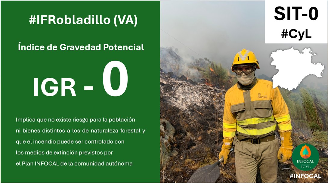 El #IFRobladillo, #Valladolid, baja a IGR 0⃣ al desaparecer las causas que motivaron la declaración del IGR 1. Más información en #INFORCYL servicios.jcyl.es/incyl/incyl