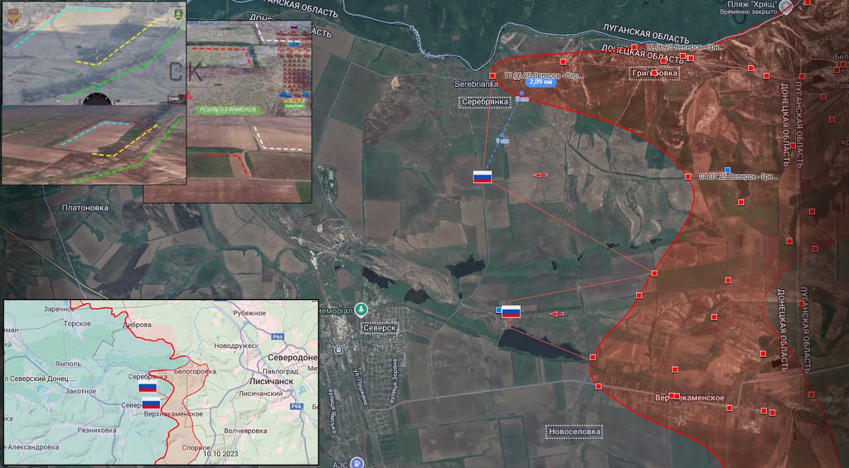 TheDeep_State6's tweet image. 27.07.25 Seversk - Serebryanka
Active combat operations in the Seversk area.
Attack by the Russian Armed Forces consisting of several motorized rifle units towards Seversk. Assault columns shelled by the Ukrainian Armed Forces.
Advancement of the Russian Armed Forces towards…