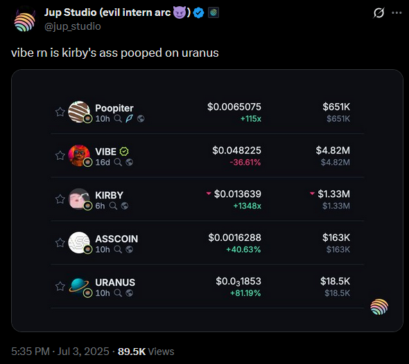 VendetaBest's tweet image. The fact that @jup_studio shilled $uranus at 18k market cap is wild