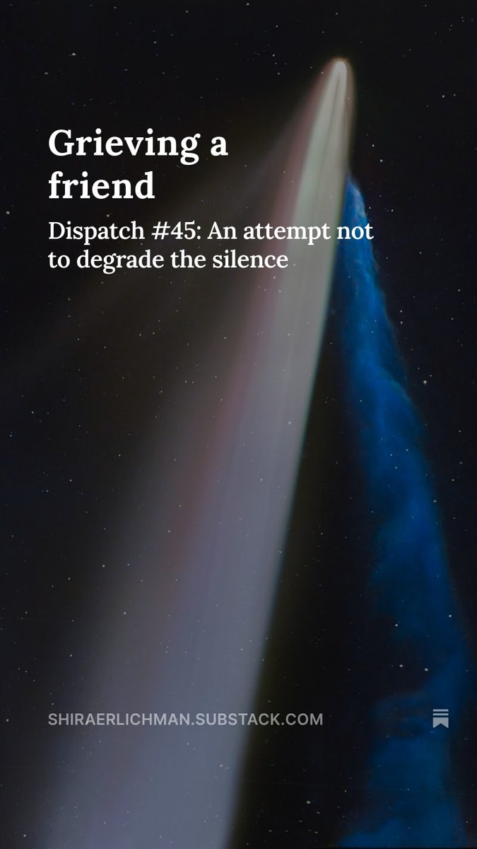 sheer_awe's tweet image. On grieving a friend 🤍
shiraerlichman.substack.com/p/grieving-a-f…