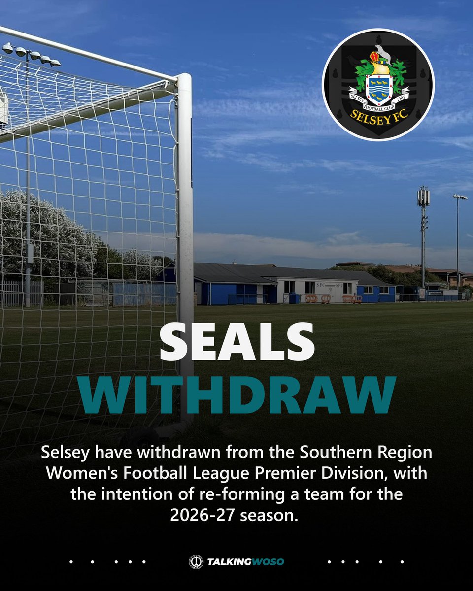 TalkingWoSo's tweet image. Selsey have withdrawn from the @SthRgnWFL Premier Division, after struggling to recruit players for the upcoming campaign, with the intention of reforming a team for the 2026-27 season.
📸 @selseywfc