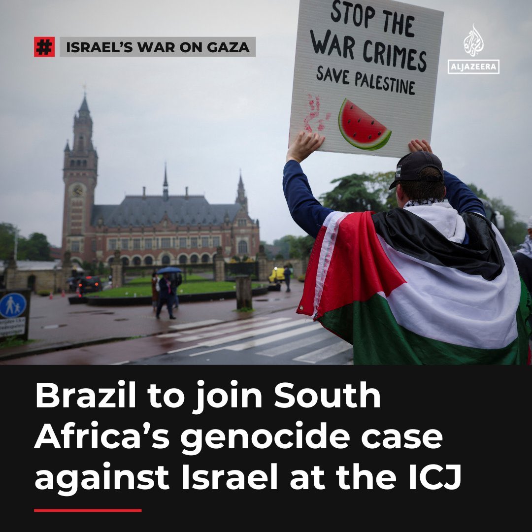 ShamaJunejo's tweet image. I am three days late to share the news but the war criminal Netanyahu will soon pay the price of #GazaGenocide
“Brazil joins South Africa’s genocide case against Israel at the ICJ.