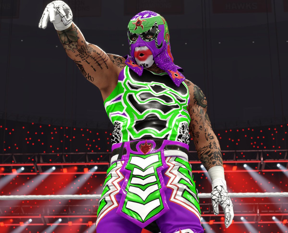 Acky142's tweet image. Made a custom joker penta. I do wish i could make the accurate version but once again still learning as i go #WWE2K25