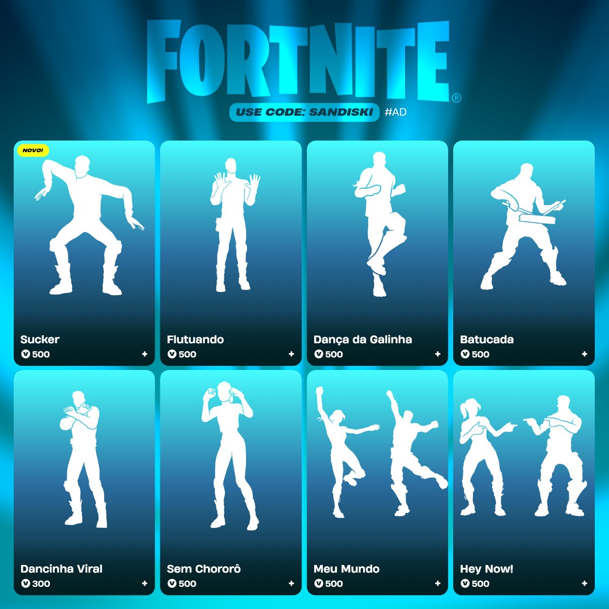 sandiskifn's tweet image. Gestos Série Ícones disponíveis na seção Ritmo da Vitória até 31 de Julho! Gostou de algum? #Fortnite
🥰 Use code SANDISKI ao adquirir, me ajuda muito! #EpicPartner