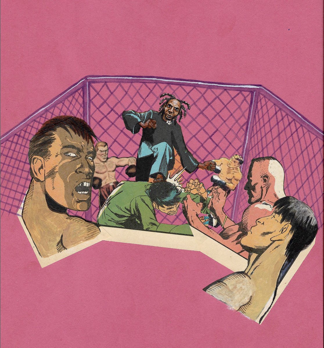 kill_che's tweet image. cover art commission 🥋
acrylic paint on paper mixed media