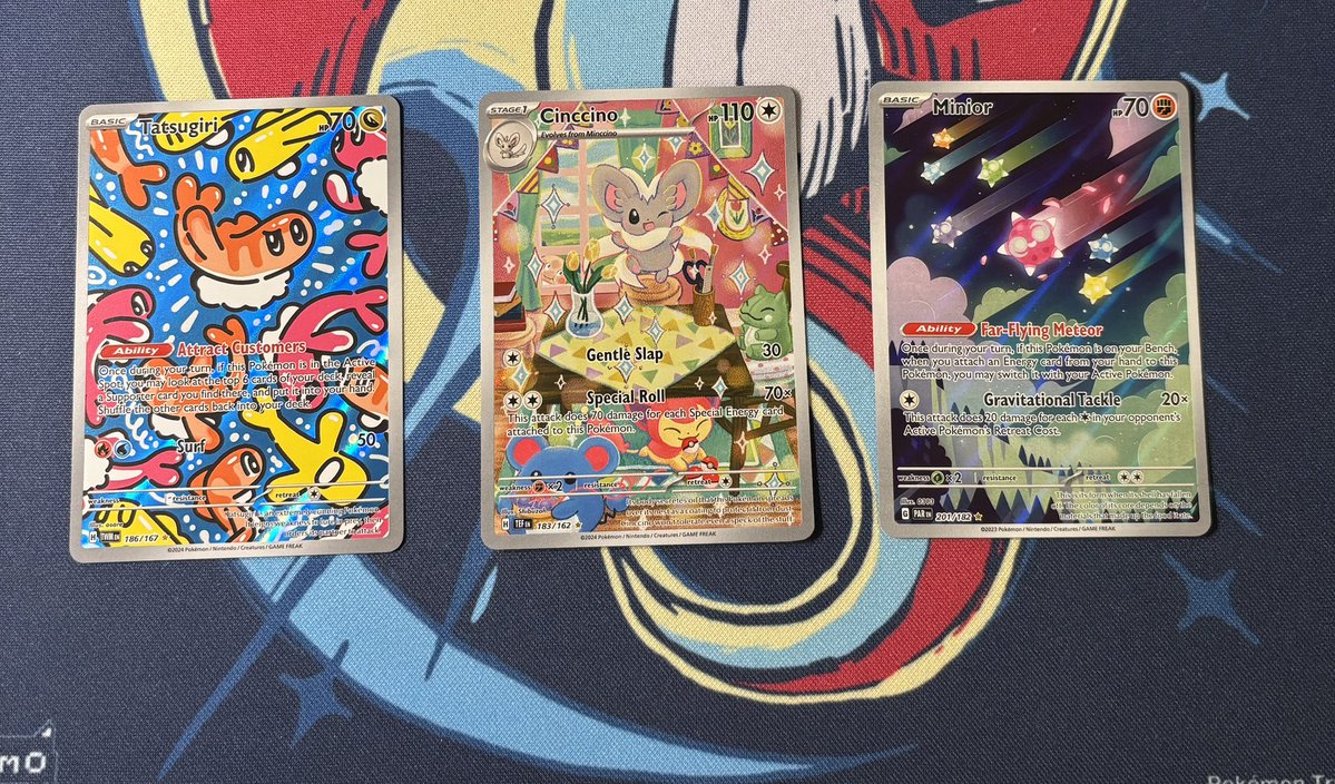 PokemonJosh2886's tweet image. Lot 23:
Tatsugiri: $16
Cinccino: $11
Minior: $11
$1 PWE $5 BMWT