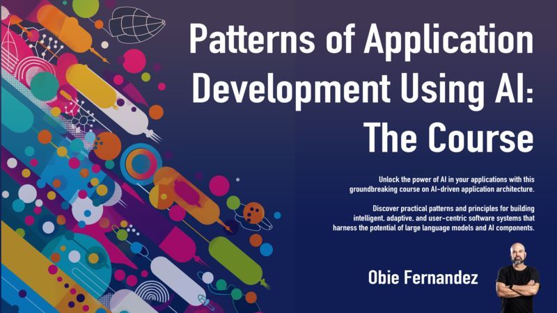 leanpub's tweet image. Patterns of Application Development Using AI (The Course) leanpub.com/courses/leanpu… by Obie Fernandez is the featured online course on the Leanpub homepage! leanpub.com #programming #ai