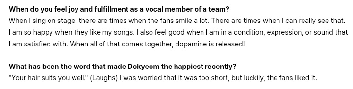 kyeomdaily's tweet image. dokyeom for Allure Korea! #๋๊ฒธ
๐๏ธ When do you feel joy and fulfillment as a vocal member of a team?
When I sing on stage, there are times when the fans smile a lot. There are times when I can really see that. I am so happy when they like my songs. I also feel good when I am inโฆ