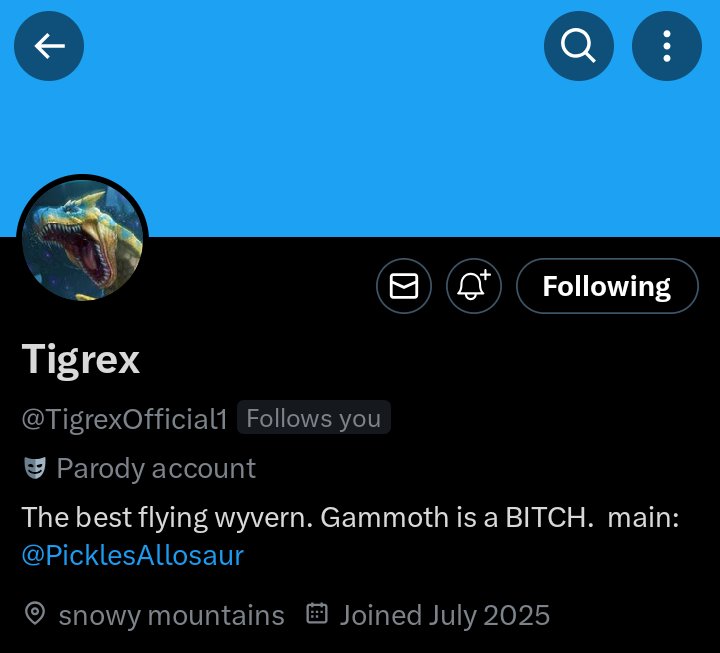 PicklesAllosaur's tweet image. Made a new alt account for Tigrex go follow it