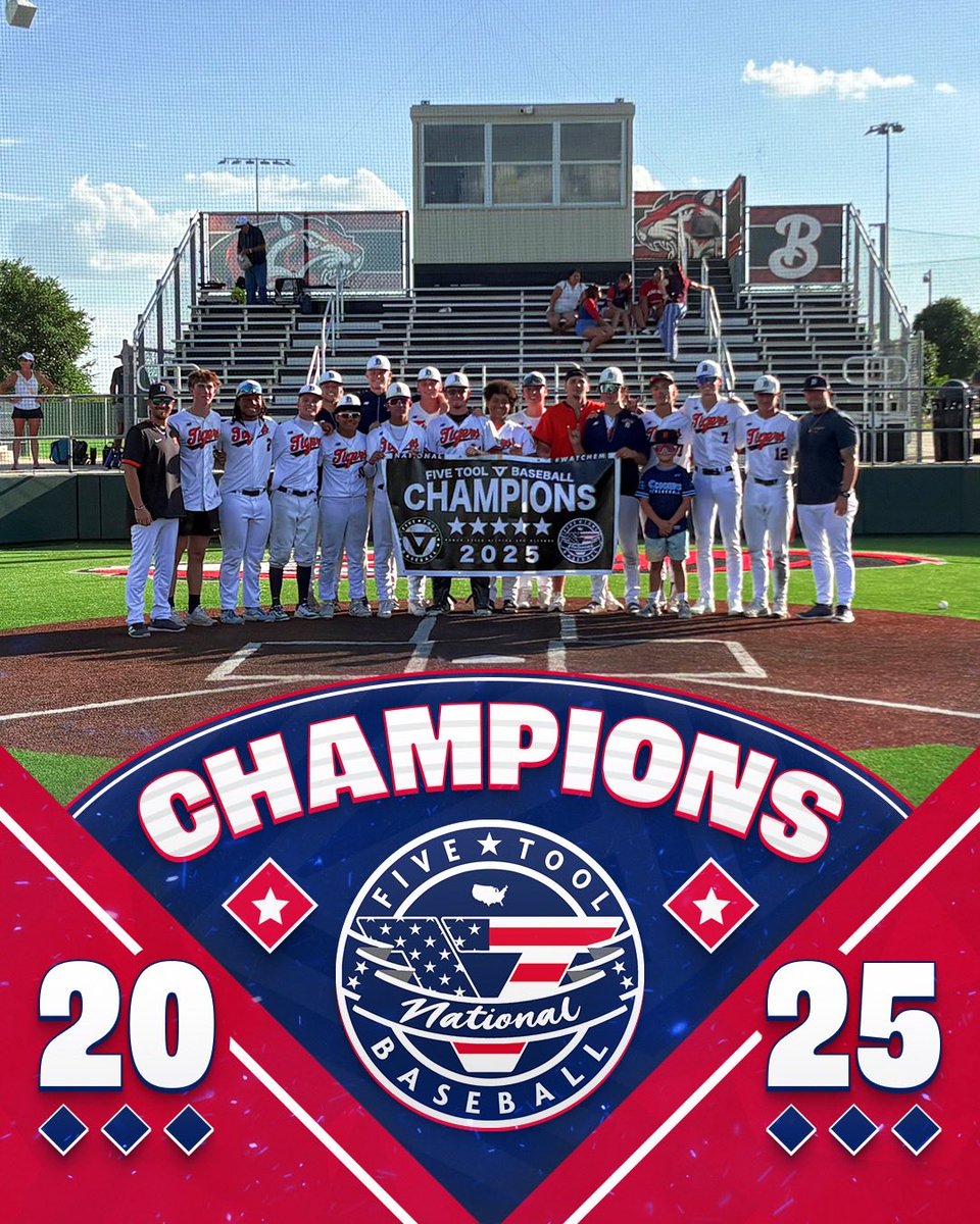 ✭Five Tool Texas✭ (@fivetooltexas) on Twitter photo 🏆CHAMPIONS🏆
Congrats to <a href="/DTigerBaseball/">Dallas Tigers</a> Brand on winning the 17/18U American Red Championship at the <a href="/FiveTool/">Five Tool Baseball</a> Club Championships!
#WatchEm 🏆CHAMPIONS🏆
Congrats to <a href="/DTigerBaseball/">Dallas Tigers</a> Brand on winning the 17/18U American Red Championship at the <a href="/FiveTool/">Five Tool Baseball</a> Club Championships!
#WatchEm