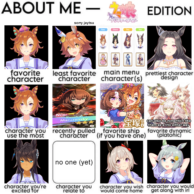 wolfdetergent's tweet image. About me (uma edition) (got lazy)