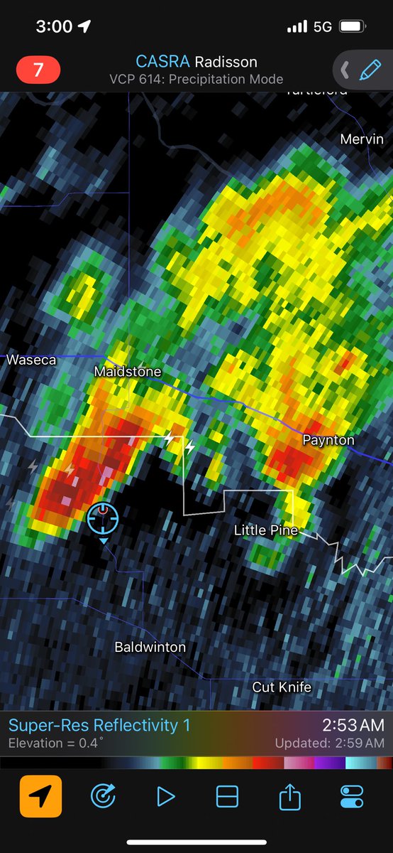 These 3 nocturnal lightning photos were within milliseconds of each other, all taken at 3:13AM July 25th.

Maidstone Saskatchewan Canada
#SKstorm