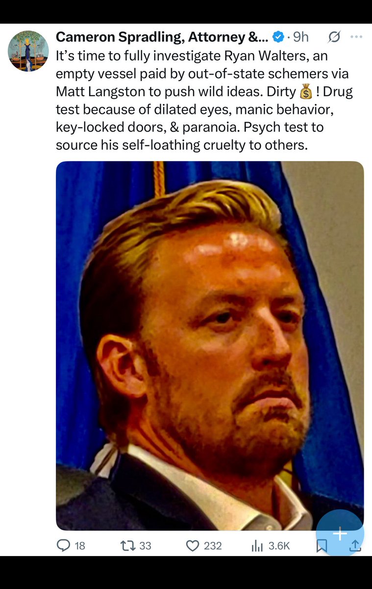 CamSpradling's tweet image. Four simple steps: 1) Request an OSBI investigation - can be done by the Governor, the A/G, or a legislative committee w/ subpoena power; 2) Seize all dowloaded porn and porn Walters has deleted; 3) Grand Jury; and 4) Indict! - Turn the media hounds of hell loose on his ass!