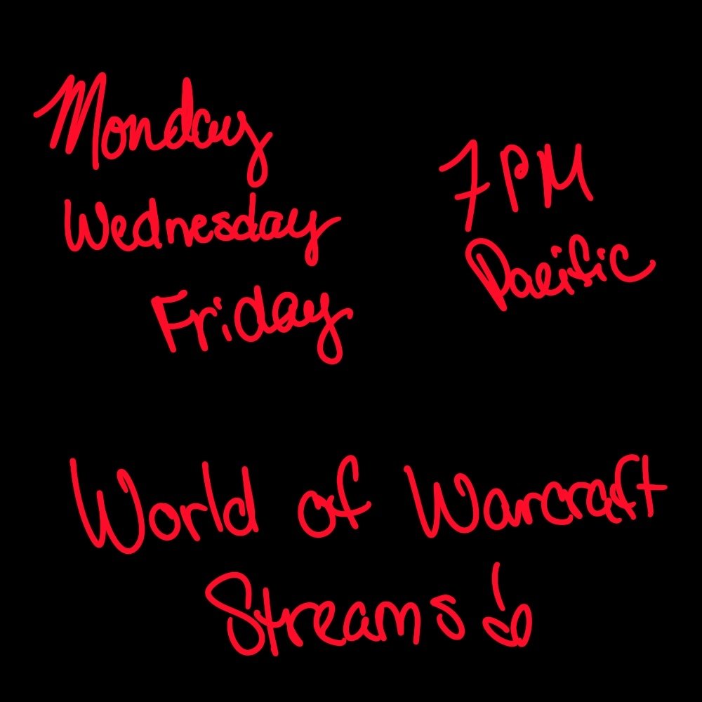 LadyMizuki8's tweet image. Schedule time!
Hey guess what?! It's another WoW week XD
Also no stream Saturday because I'll be at the Ren Faire! ^^
Hopefully we can have a good end of July together Mews. Make shift schedule because chaos :3
Oh yeah MIZU HANDWRITING WOO haha